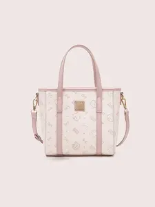 Cow&Kitty Kawaii Pink Mini Tote Bag for Girls, Fashionable Crossbody Bag, Cute PU Leather Crossbody Handbag with Adjustable Strap, Small Shoulder Purse with Large Capacity, Lightweight Fashion Satchel for School, Daily Use, Teen Girls Gift, Cute