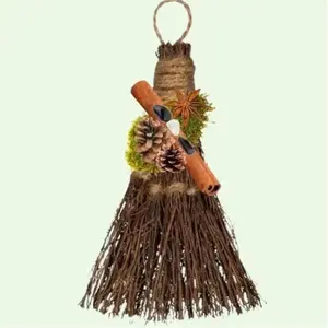 Mini Cinnamon Scented crystal Broom with Dried herbs, Broom Decor, Holiday Ornament Decoration Christmas