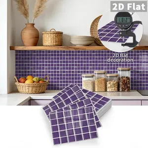 10 PCS/Box GST Light Purple Mosaic Style PE Crystal Foam Tile Stickers, Waterproof Oil-Proof Anti-Collision, Self-Adhesive Wall Decals for Kitchen, Bathroom, Ceiling, Tiles & Old Wood Boards
