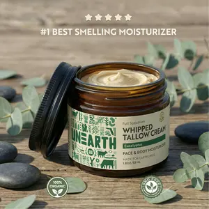 Unearth Organics Eucalyptus Whipped Tallow Cream 53 ML | Cooling Relief for Acne & Eczema | 7 Organic Ingredients | Sensitive Skin Safe | Non-Comedogenic | 1.8oz