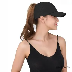 Women's Adjustable Strap Criss Cross Baseball Cap - Quick-Dry Head Strap Hats with High Messy Bun Ponytail Space for Outdoor Sports & Daily Wear, Unisex Styling Cap Hats