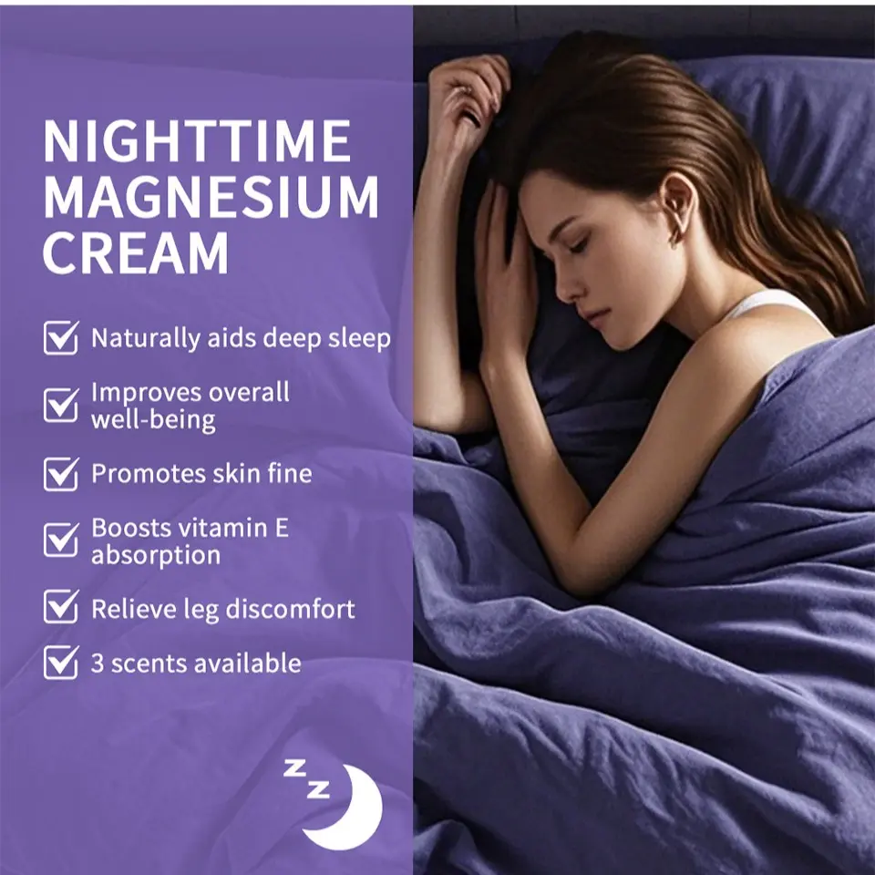 100g Lavender Sleep Magnesium Cream, Calming Relaxing Body Moisturizer, Night Repair Hydrating Lotion, Softening Skin Care