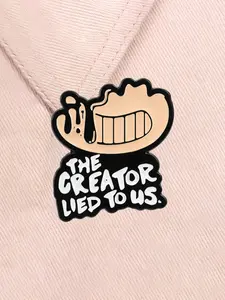 Bendy and the Ink Machine Enamel Pin The Creator Lied To Us Ink Smiling Face Fun Dark Style Alloy Brooches Lapel Backpack Badge Fashion Jewelry Accessories Gifts for Friends Durable Metal Pins