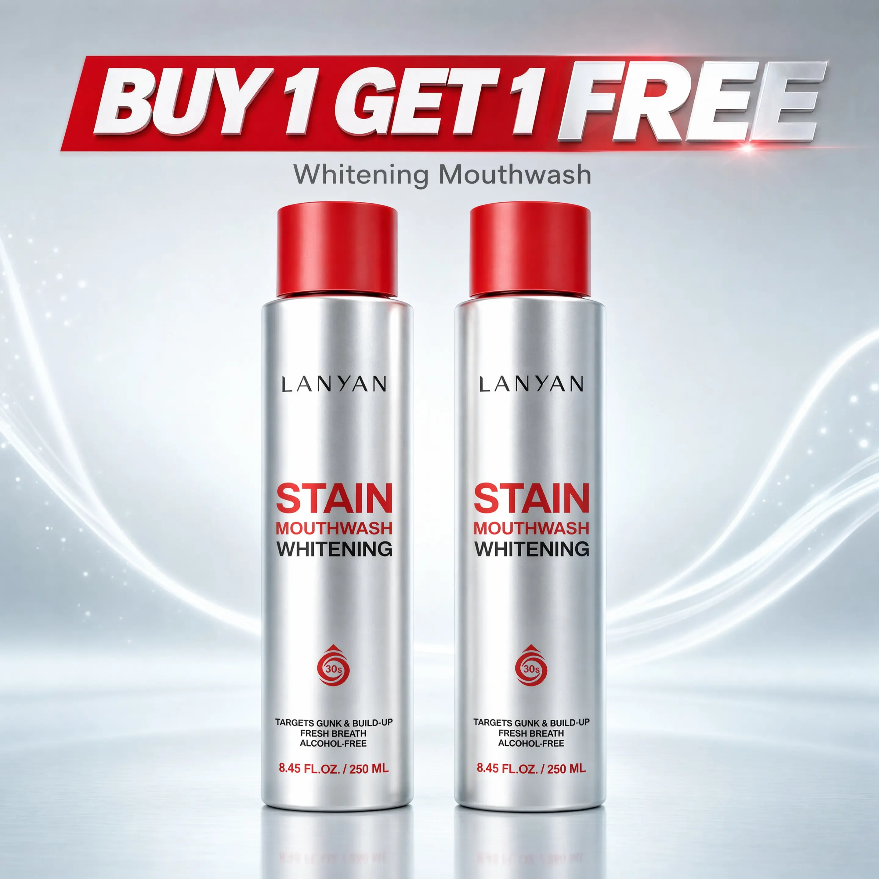 [BUY 1 GET 1 FREE] Daily Gentle Bright Oral Mouthwash, 0% Alcohol, Anti-Stain, Breath-Freshening, Deep Cleaning, Peppermint Flavor
