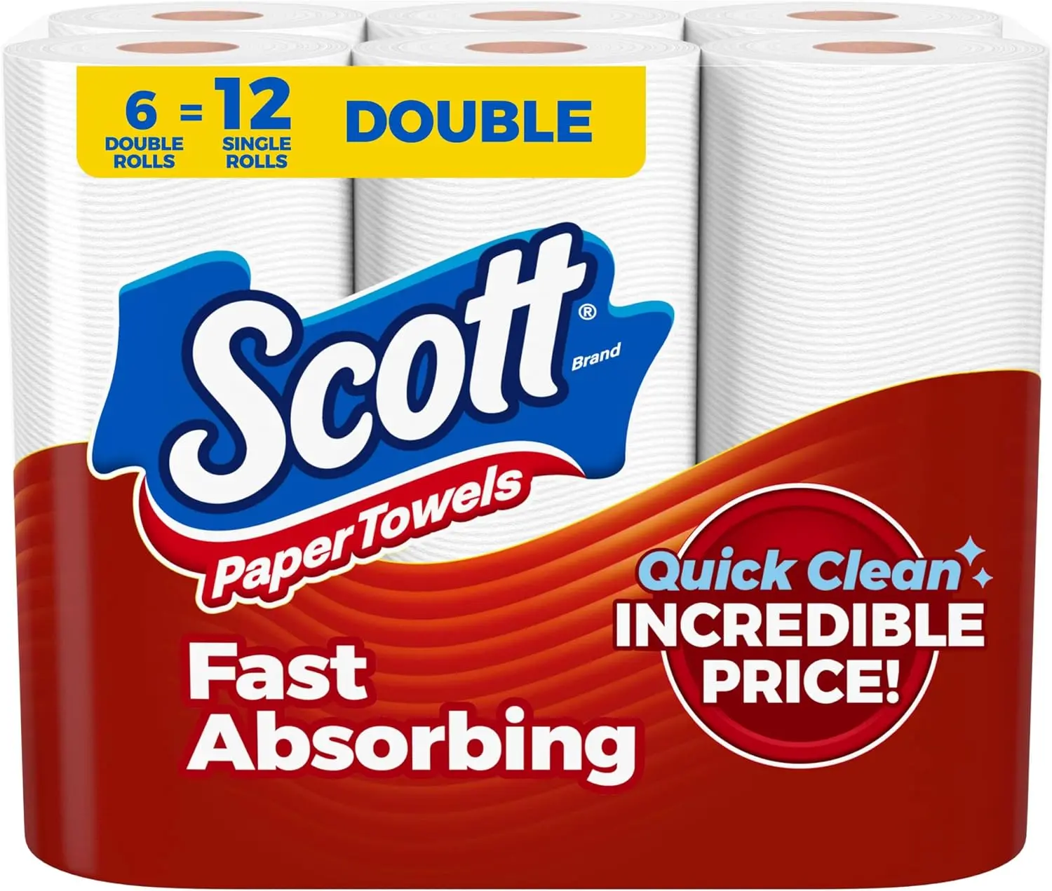 Paper Towels, Choose-A-Sheet, 6 Double Rolls, 108 Sheets Per Roll