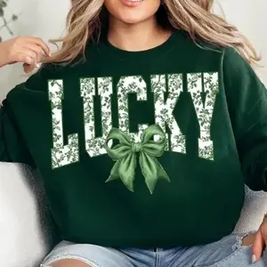 [SALE OFF 50%] Retro Lucky St Patrick's Day Coquette T-Shirt, Sweatshirt, St Patricks day Shirt, Lucky Shirt, St Patrick, St Pattys day Shirt 48