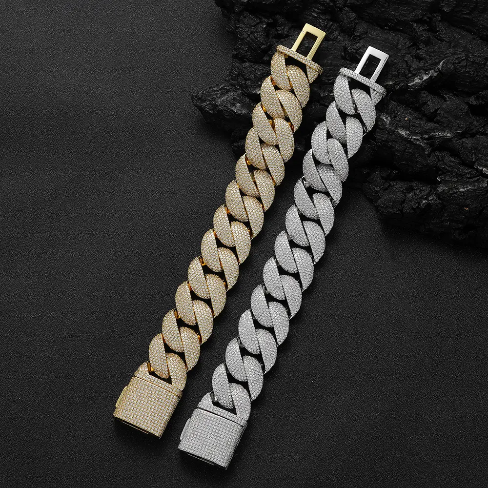 Iced Out Men's 24 MM Chunky Cuban link Bracelets Full CZ Stone Bracelets BB047