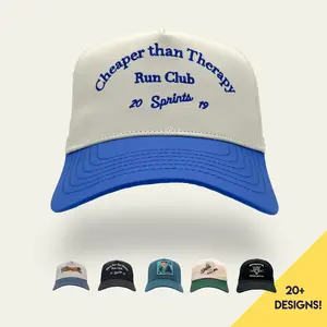 Cheaper Than Therapy Run Club Structured VP Hat (Unisex) - Structured Ventilated Running Hat Adjustable for Big and Small Heads, Lightweight Breathable Performance Cap for Men and Women, Built for Training, Racing, Gym, and Outdoor Workouts