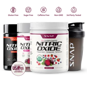 Snap Supplements - Berry Flavor Nitric Oxide Beets + Nitric Oxide Gummies + NO Booser 60ct + Free Shaker (14oz) - Natural Supplement Bundle