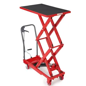 GAOMON Red Hydraulic Lift Table Cart, 770lbs Capacity 50" Lifting Height Hydraulic Table Cart, Double Scissor Lift with Non-Slip Pad for Material Handling and Transportation