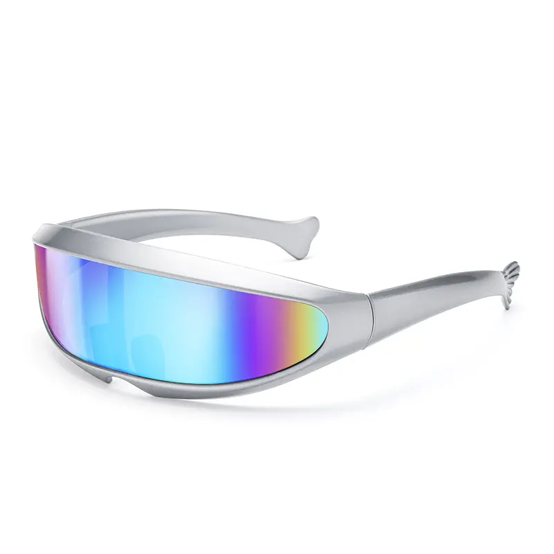 XUH Men's Futuristic Cyberpunk Meta Sunglasses - 1-Piece Rimless Wrap-Around UV400 Lens Eyewear with UV Prevention, TR 90 Nylon Frame, for Party/Cosplay, Men's Funky Accessories, Meta Glasses, Men's Accessories, Frameless, One Piece Wrap Around Rimless Sh