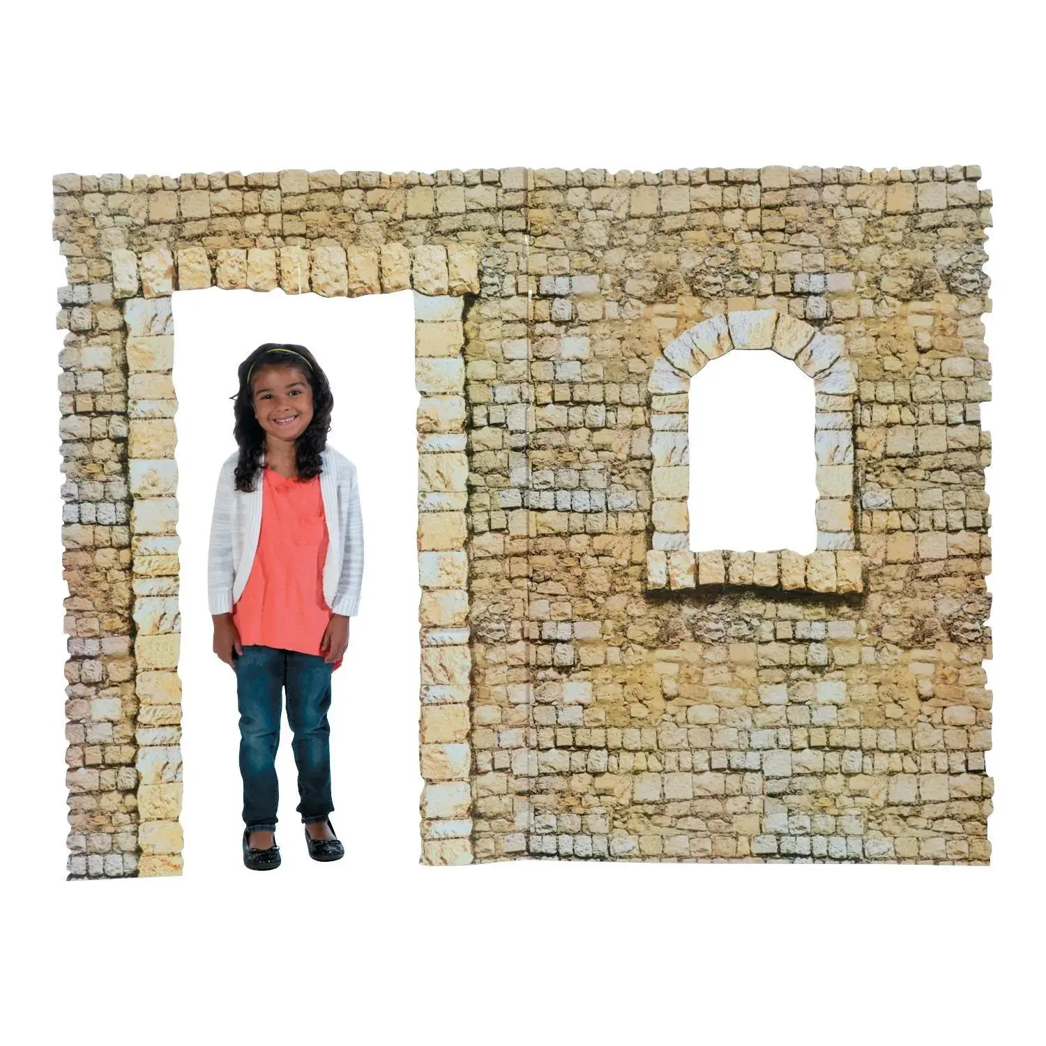 Nativity Bethlehem Inn Cardboard Cutout Stand-Up, 6ft8in x 5ft Rectangle 1-Sided Backdrop for Nativity Scene, Festive Home Supplies for Kid Room