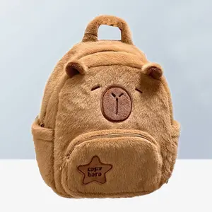 Plush Capybara Backpack for Women - Stylish Daypacks, Animal Characters/Cartoon/Plush Animal Backpacks, Adjustable Straps, Casual Fashion Bag for School, Daily Use