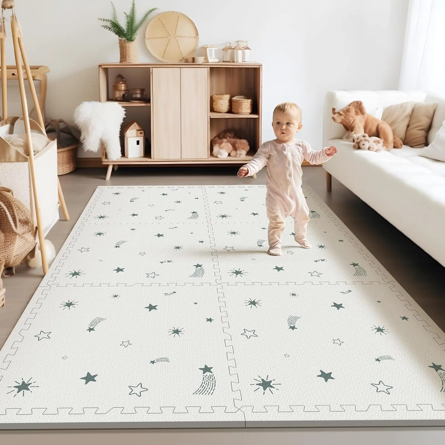 PIGLOG Baby Foam Play Mat 72x48 Interlocking Floor Mats for Kids - Easy to Clean, Suitable for Indoor & Outdoor Use, Unisex Design Nursery Development Mat Waterproof Soft Mat
