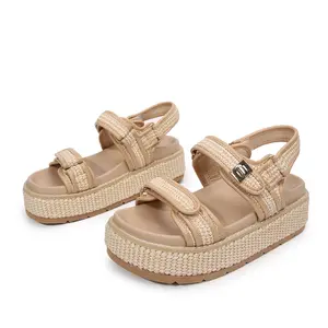 mysoft Women's Schoolbag Buckle Thick-Soled Platform Sandals Perfect Gift Chunky Heeled Shoe Walking Shoes Summer  Footwear