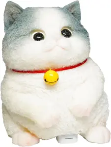 Giant Taba Cat Squishy for Kids and Adults, Large Furry Cat Squishy Toy for Stress Relief, Super Soft Squeeze Fidget Toy (Blue and White Cat)