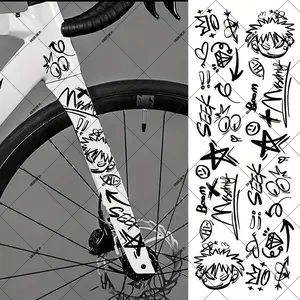 1SET Trendy Black-White Graffiti Comic Sticker - For suitcases, cycling accessories, personalized items. Black-white hand-drawn graffiti design shows cool vibe, add eye-catching street details. A great choice for trendy street decor! Decal Custom Sticker