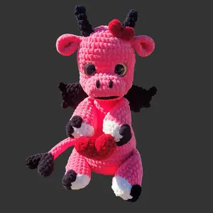 Handmade Crochet Dragon Plush - Sweet Um’s the Val Dragon - Pink Plushy
