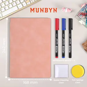 MUNBYN A5 Foldable Whiteboard Small Dry Erase Board With Pen Reusable Erasable Notebook Double- Sided For Drawing, Recording Meetings, Family Reminders, Writing