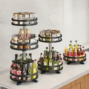 Multi-layer heavy-duty 360 ° rotating spice rack Organiser with turntable base - high-capacity space-saving kitchen storage rack, easy-to-assemble countertop storage rack