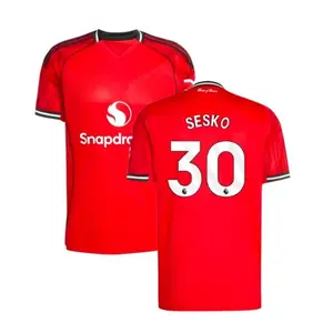 Sesko 30 Red Color MU Style ss2526 Home Soccer Shirt, MU Style Short Sleeve Home Edition Football Shirt
