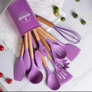 Silicon Cooking Utensils Set - 12 Non-Stick Kitchen Utensils, Heat Resistant, Available in Various Colors .