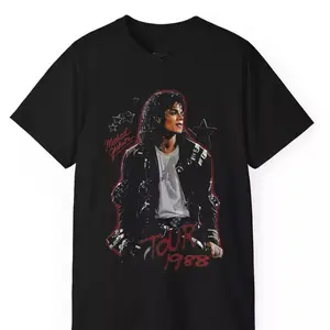 Michael Jackson Tour 1988 Shirt Merch Gift For Fans Short Sleeves spiderman lense Crewneck Menswear T-Shirt Top Vintage Aesthetic Clothing Embroidered Fitted