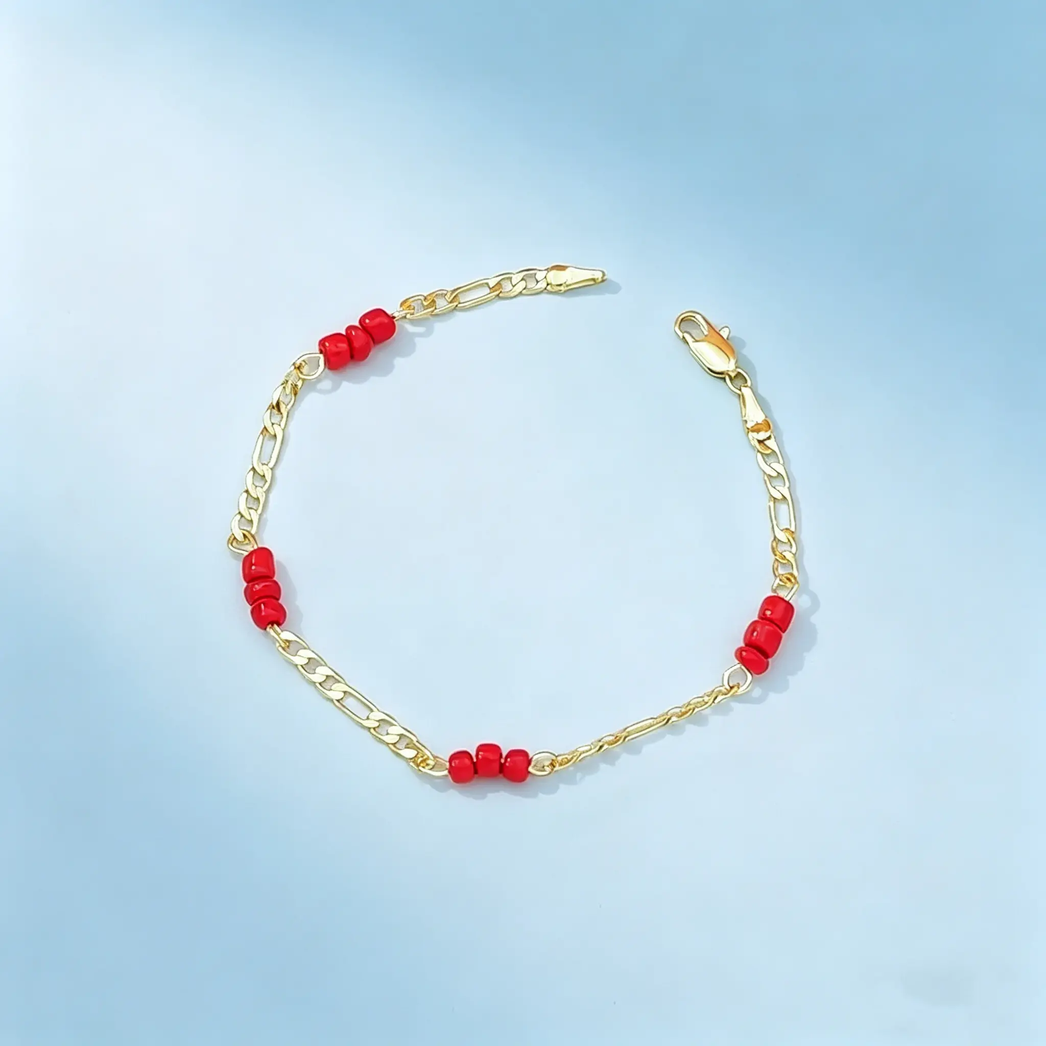 Women's 1-Piece 14 Karat Gold Plated Wine Red Natural Beaded Sports Wristband - Gold Plated Bracelet, Beaded Chain, Lucky Charms, Exquisite Fashion Jewelry, Christmas Gift, Adjustable Bracelet