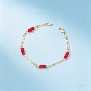 1PCS Exquisite 14k Gold Plated Wine Red Natural Garnet Beaded Bracelets for Women Female Lucky Fashion Jewelry Christmas Gifts