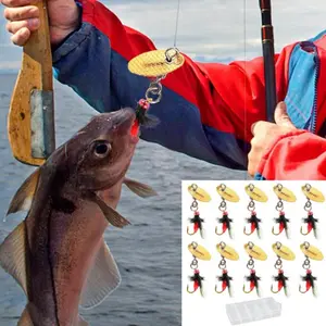 10pcs 9/11/12mm Spinner Lures Baits with Tackle Box, Bass Trout Salmon Hard Metal Rooster Tail Fishing Lures Kit For Freshwater Saltwater Lake River stuff
