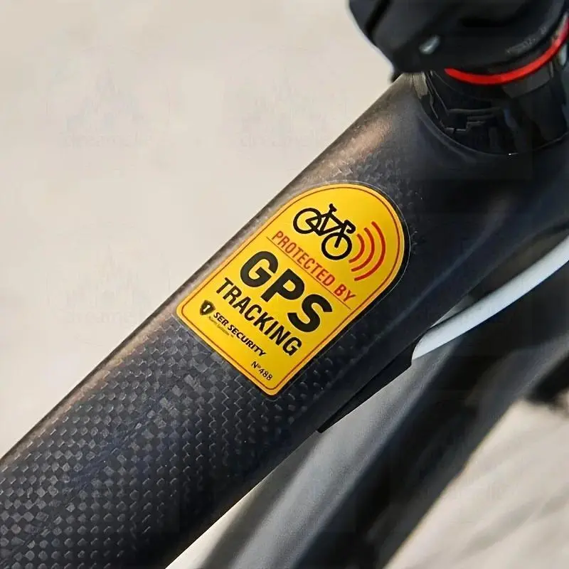 5-Piece Reflective GPS Tracking Sticker for Bicycles, Scooters, and Motorcycles - Waterproof, Red Alarm, Anti-Theft Design, PVC