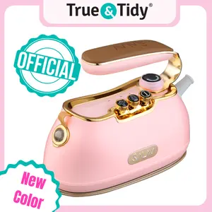 True & Tidy/SALAV Retro Duopress Lite Handheld Steamer & Iron: Ceramic plate, 1000W steam, wrinkle removal, vintage style