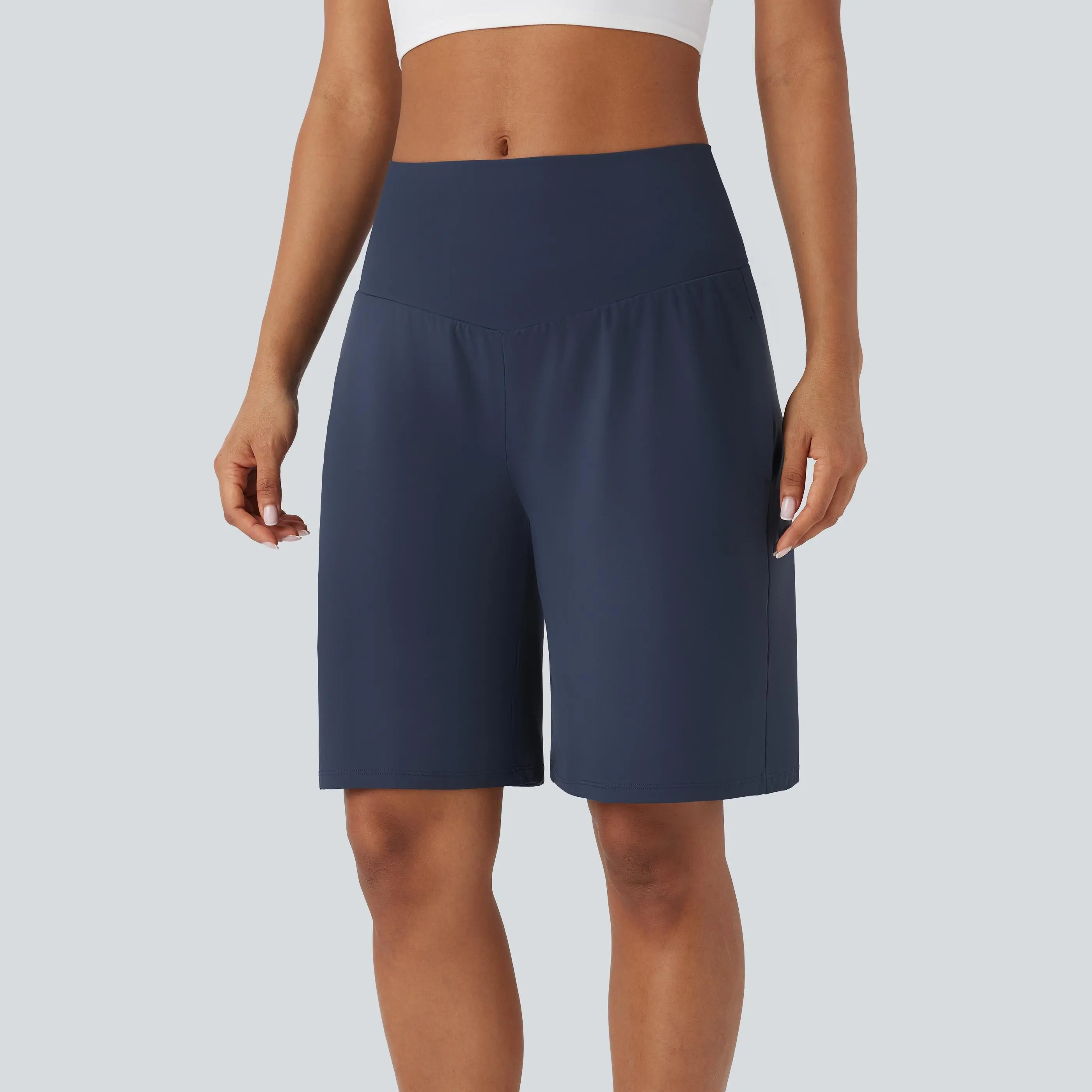 Halara SoftlyZero Airy High Waisted Pockets Cool Touch Yoga Bermuda Shorts#TikTokShopSpringGlowUp