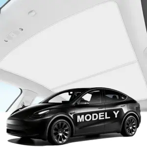 For Tesla Model Y Sunshade Roof [No Sagging & No Gaps, Nano Ice-Crystal Coatings] Upgrade Heat Insulation Glass Roof Sun Shade, Foldable Car Accessories for Tesla Model Y 2020-2024, Interior Gray