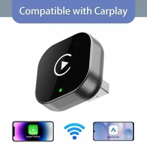 Mini Wireless CarPlay Adapter – Fast Auto-Connect, Plug & Play, USB/USB-C Compatible | Compact Matte Black,2 in 1 Wireless CarPlay and Android Auto Adapter Bluetooth,Compatible with Hands-Free Calliing