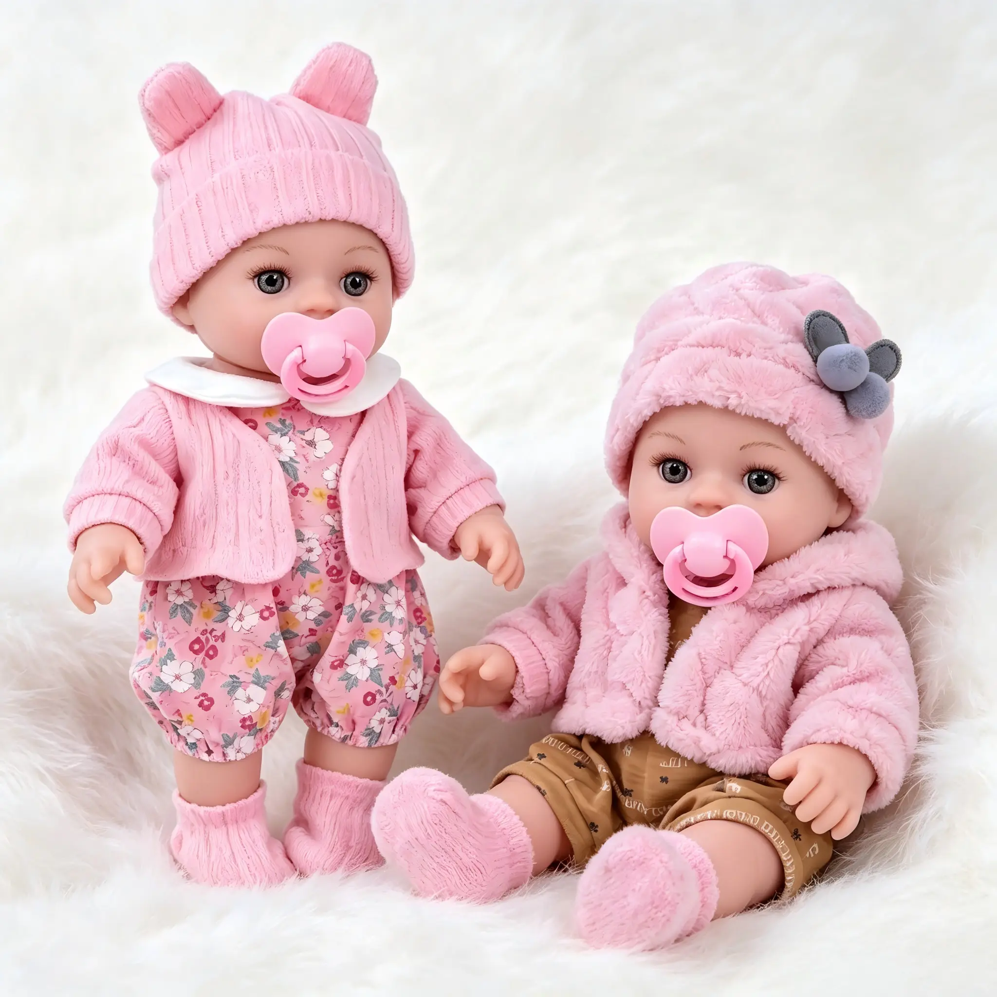 12-inch Unisex Child Twin Set Baby Dolls - Fixed Eyes, Washable Body, Full Outfit, Non-Magnetic Pacifier, Safe Toy, Gift Ready 3-4 Years Birthday Gift Ideas