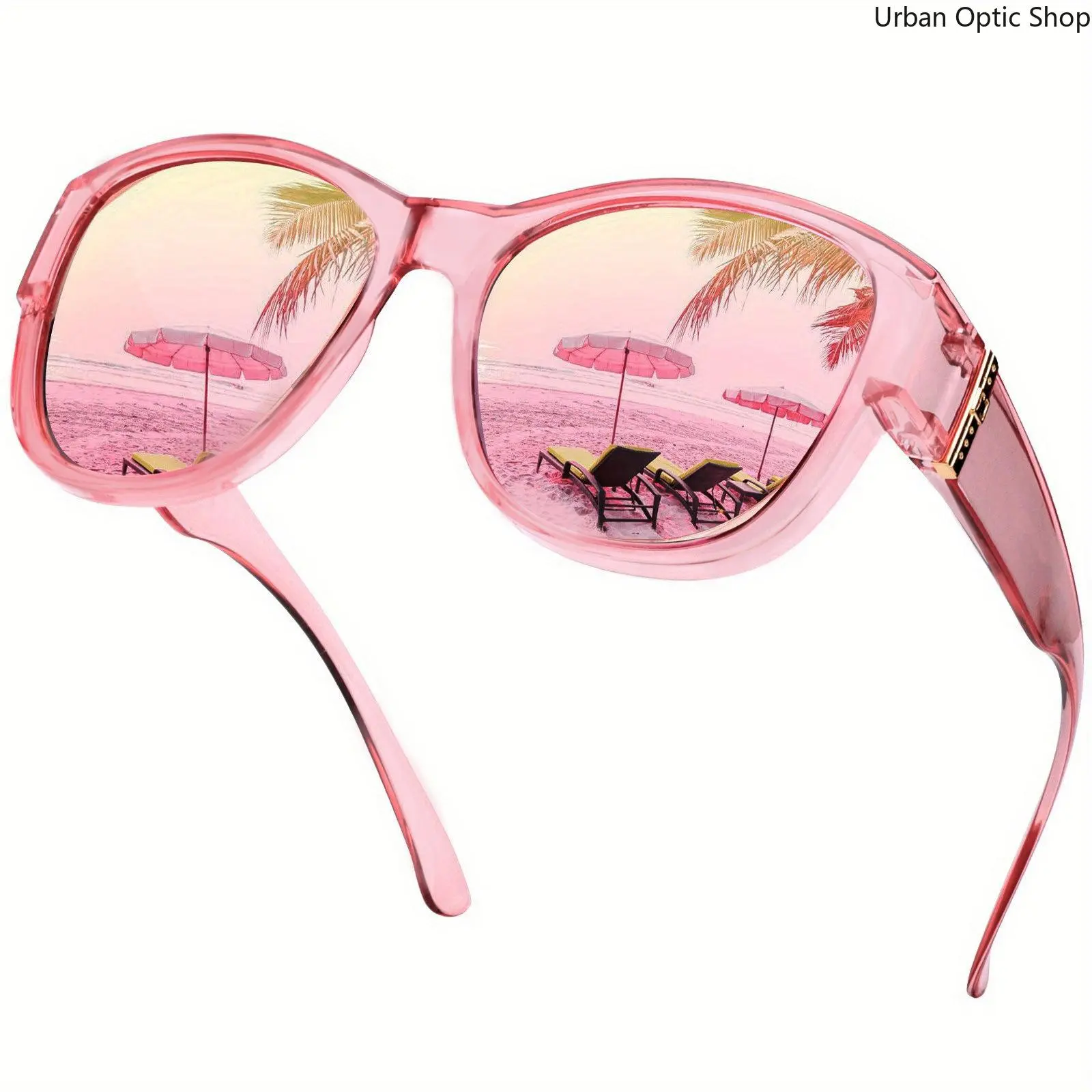 Blush Pink Fit-Over Sunglasses for Women, Polarized Trendy Fashion Shades with Fashionable Frames, Fashionable Frames Sunglasses