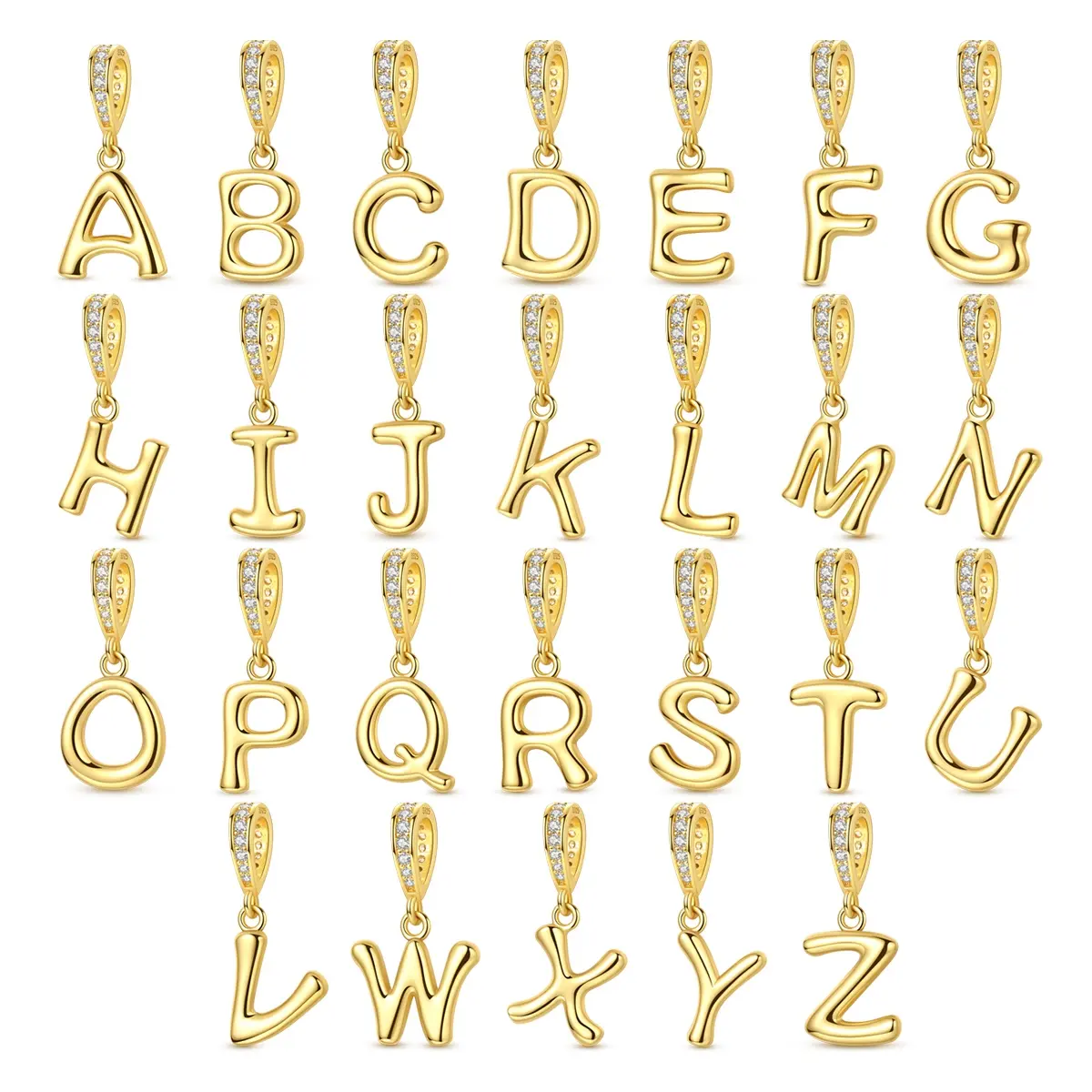 MULA Gold-Plated Cubic Zirconia Letter Pendant - Silver-Plated, Custom A-Z, Bracelet & Necklace Compatible, Dainty Minimalist, Durable Daily, Fashion Alphabet Zirconia Stone Charm, Women's Custom Letters Jewelry, Ideal Gift, Custom Letters Necklace, Daint