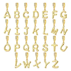 MULA 14K gold-plated letter pendant, 925 Silver-plated, set with cubic zirconia, customizable with letters A-Z, compatible with Pandora bracelets and necklaces, the perfect gift for girls and women.