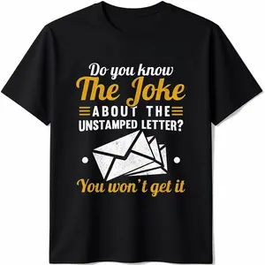 Unisex TShirt Featuring Mail Carrier Joke Unstamped Letter Postal Worker Design Comfortable Crew Neck Vintage Style Ideal for Training Running and Casual Wear
