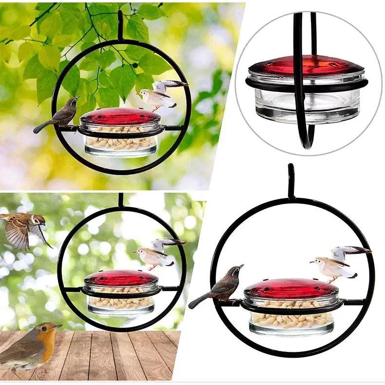 3pcs Metal Hanging Hummingbird Feeder With Red Plastic Bottle, Transparent Design & Perches,Attracts Birds To Garden, Outdoor Use, Hummingbird Feeders For Outdoors Hanging, Bird Feeding Station, Decorative Bird Feeder, Durable Bird Feeder