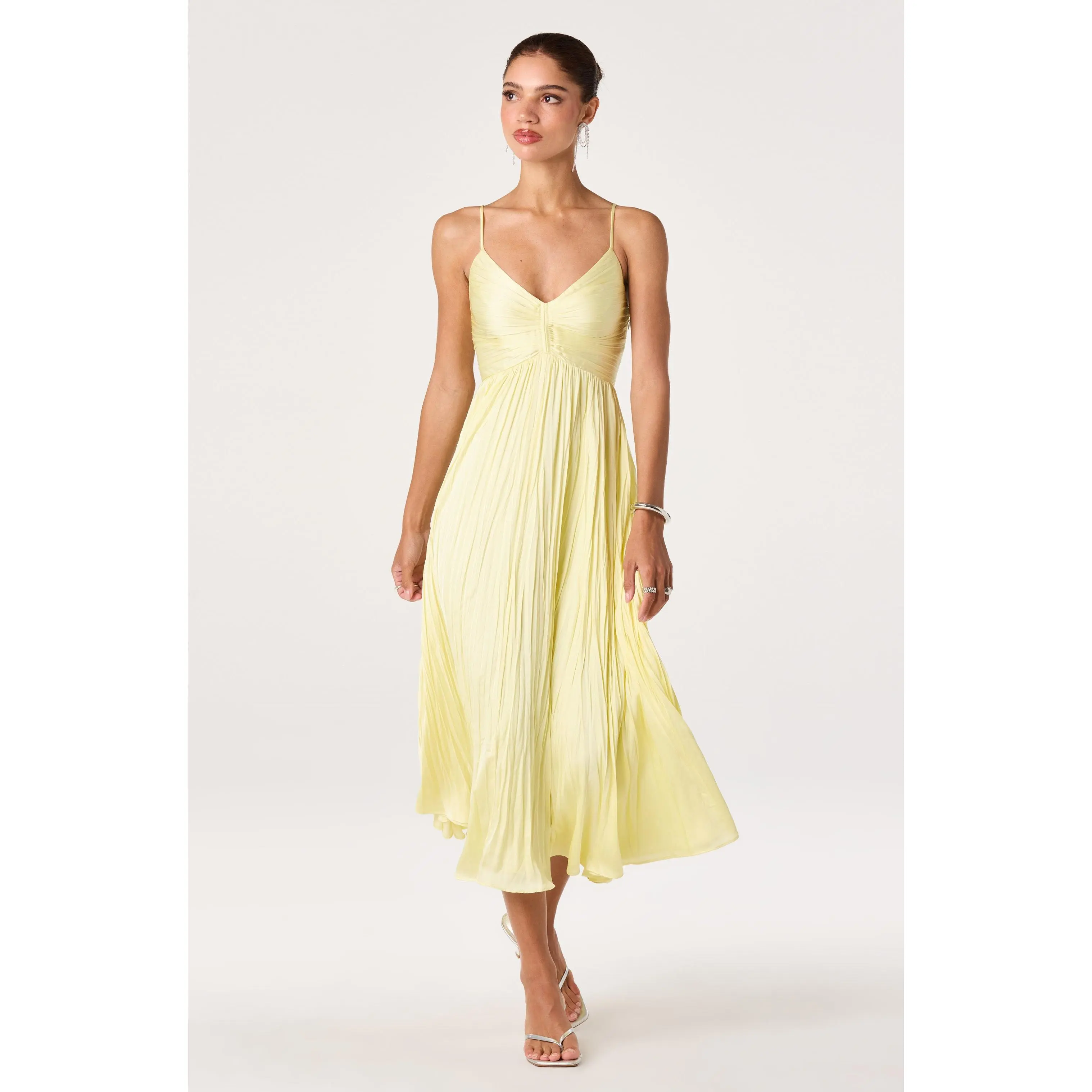 pleated midi dress amazon Pretty Garden Graphic A Line Pleated Midi