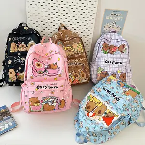 Capibara Backpack for Women Student Large Capacity Travel Bag with Cell Phone Keys Multi-purpose Storage for Gym Home Decoration Holiday Gifts School Bag Cute Design