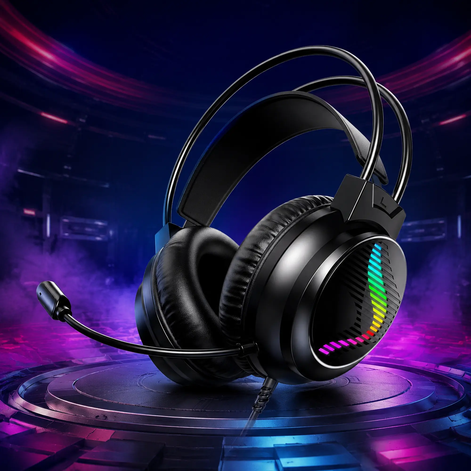 Wired Gaming Headset - Headphones forGaming with Dual Chambers, Detachable NoiseCanceling Mic, RGB Lights, Multi-PlatformCompatibility (PC, PS4, PS5, Xbox 1, Switch,Mobile), Premium Comfort, White