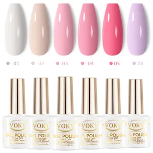 VOKY 6-Pack Gel Nail Polish Set (01-06) - Sweet Pastel Candy, White Nude Pink Lavender, UV LED Soak Off Manicure Nail Care Kit, 5-Free Long Lasting High Gloss Smooth Cosmetic with Wipe tiktokshopspringglowup