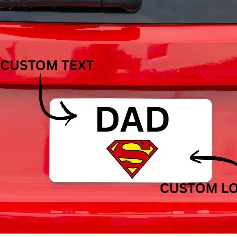 Custom Dad License Plate, Personalized Metal Car Tag for Fathers
