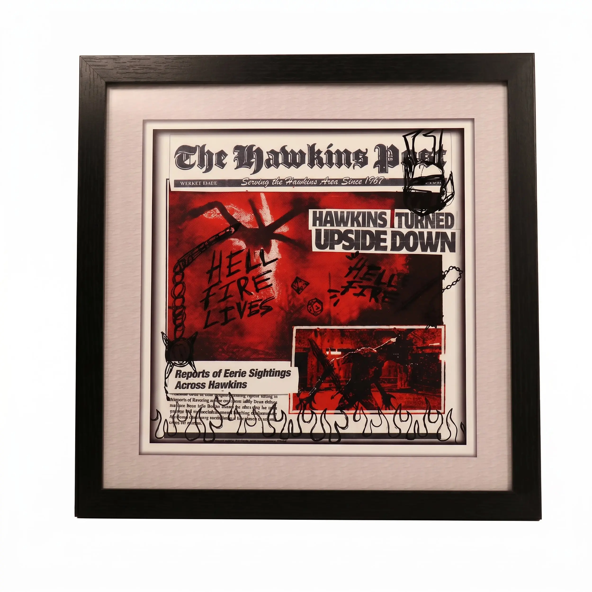 Stranger Things - The Hawkins Post - 12x12 Faux Matted Print Under Plexi
