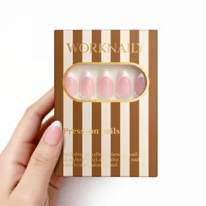 Worknaily French Tip Press-On Nails Short Almond Natural Office Everyday Look 32pcs