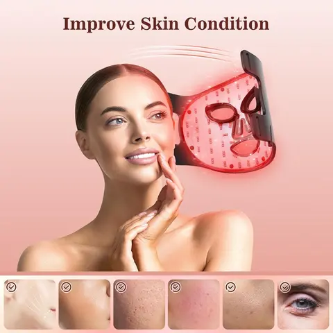 7-in-1 Red Light LED Facial Mask, Soft Silicone USB Charging Portable Silicone-Based Microcurrent Device, Comfortable Gentle Women's Skin Care Tool for All Skin Types, 1Pc, Silicone-Based Microcurrent Devices