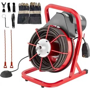 Garvee 75FT x 1/2 Inch Drain Cleaner Machine, 400W Portable Drain Cleaning Machine Snake with 6 Cutters & Foot Switch for 1" to 4" Pipes, Heavy Duty Sewer Auger for Sinks, Toilets, Showers